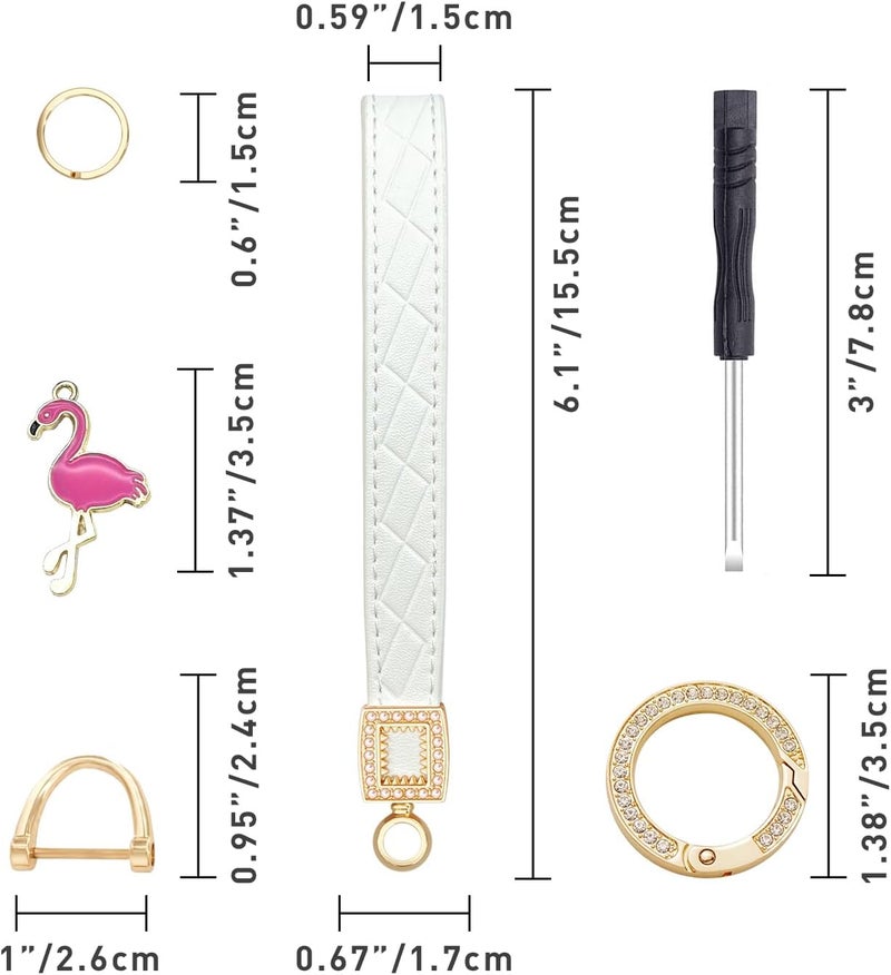 OHKYOOT Store Leather Wristlet Keychain,Wrist Keychain Car Key Chain with 5 Key Ring and Anti-Lost D Ring - Image 5
